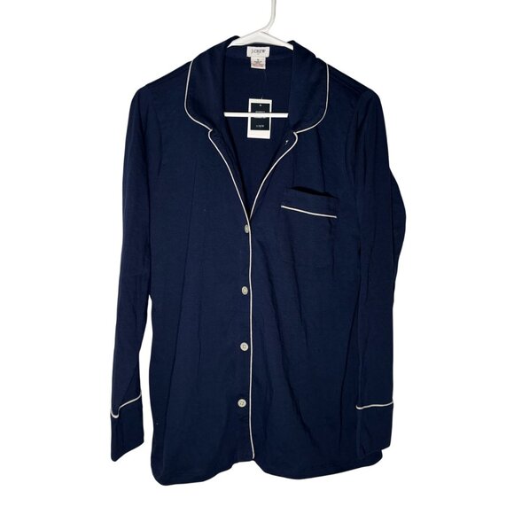 J. Crew Factory Long-Sleeve Knit Pajama Top Navy Blue Women's Size M NWT! - Picture 1 of 6